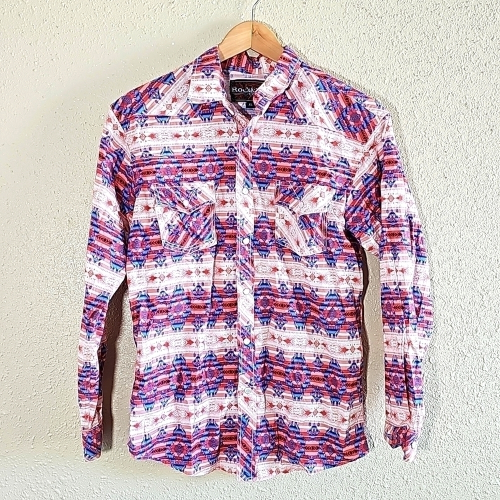 ROCK & Roll Cowboy Native Print Button-Down Shirt.